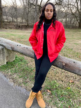 Load image into Gallery viewer, “MENTALLY CRUMBLED” UNISEX NYLON JACKET (RED)
