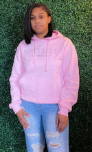 Load image into Gallery viewer, “MENTALLY CRUMBLED” PULLOVER HOODED SWEATSHIRT (PINK/GLITTER)
